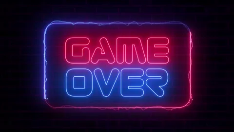 Neon Game Over Animation Glowing Gaming Sign Background Stock Footage 336518410