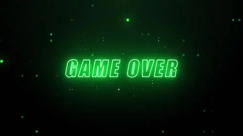 Neon game over text animation with glitch effect on dark background. Stock-Footage 333569742