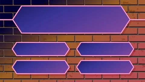 Neon Game Show Interface on Brick Wall Illustrazione stock