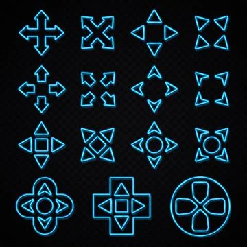 Neon game sign set on transparent background. Stock Illustration