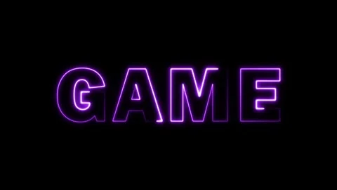 Neon Game Text Animation,  Animated 4K Purple Light Effects on Black Background Video stock 317775255