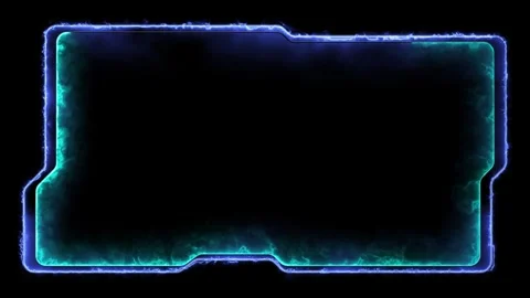 Neon gaming frame effect glowing square shape looping, black background. Stock Footage 262047026