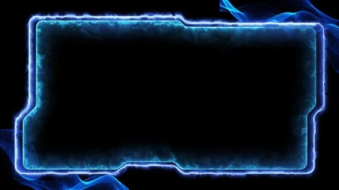 Neon gaming frame effect glowing square shape looping, black background. Stock Footage 262047069