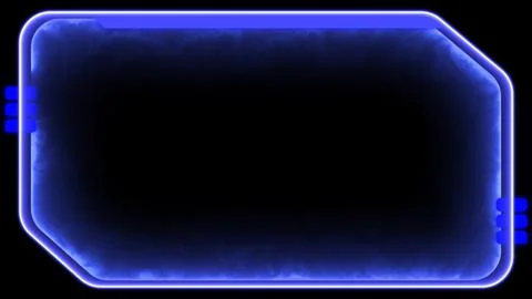 Neon gaming frame effect glowing square shape looping, black background. Illustrazione stock