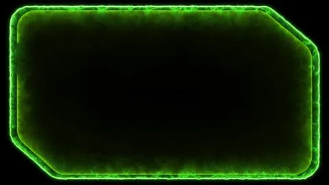 Neon gaming frame effect glowing square shape looping, black background. Stock Illustration