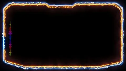 Neon gaming frame effect glowing square shape looping, black background. イラスト素材