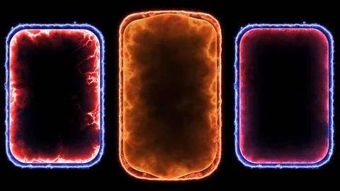 Neon gaming frame effect glowing square shape looping, black background. Stock Illustration
