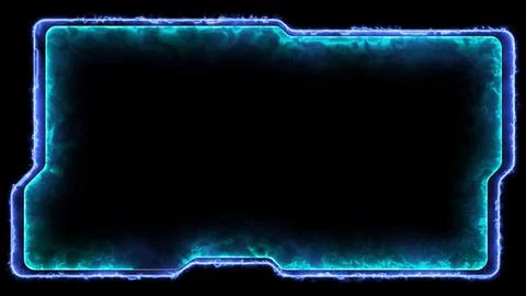 Neon gaming frame effect glowing square shape looping, black background. 스톡 일러스트