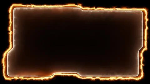 Neon gaming frame effect glowing square shape looping, black background. イラスト素材