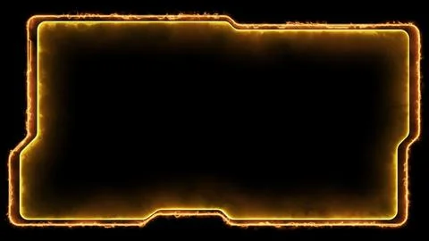 Neon gaming frame effect glowing square shape looping, black background. Stock Illustration