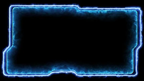 Neon gaming frame effect glowing square shape looping, black background. Illustrazione stock