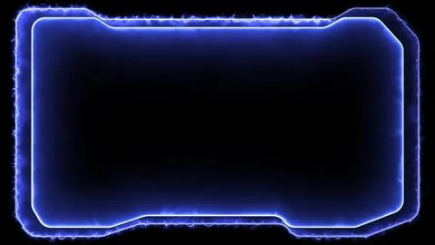 Neon gaming frame effect glowing square shape looping, black background. Stock Illustration