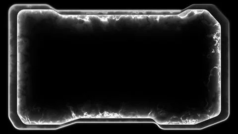 Neon gaming frame effect glowing square shape looping, black background. イラスト素材