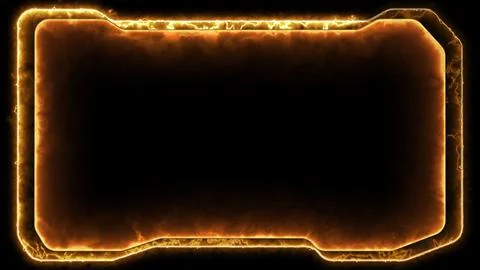 Neon gaming frame effect glowing square shape looping, black background. Illustrazione stock