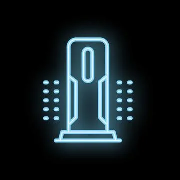 Neon gaming mouse icon glowing on black background Stock Illustration