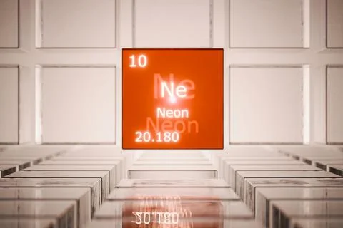 Neon gas is an element on the periodic table. Neon gas symbol on the period.. Stockillustratie