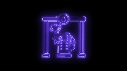 Neon gas station explosion outline icon animation retro style symbol on black Stock Footage 322995448
