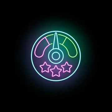 Neon gauge indicating medium rating and performance level Stock Illustration
