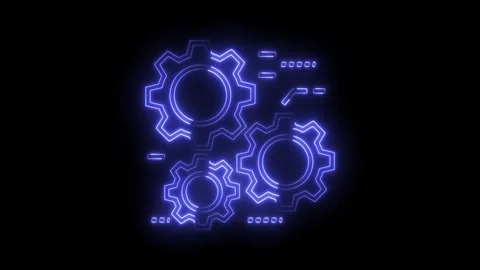 Neon gear animation on black background for technology,engineering,and business Stock Footage 322989848