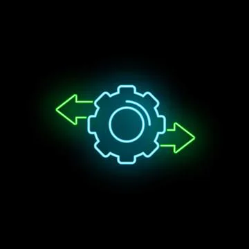 Neon gear displaying process of data exchange Illustrazione stock