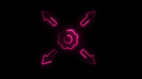 Neon Gear with Diverging Arrows  Concept of Expansion and Direction in Tech.. Stock Footage 292244345