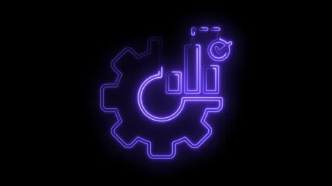 Neon gear graph icon animation on black background for financial analysis Stock Footage 315961091