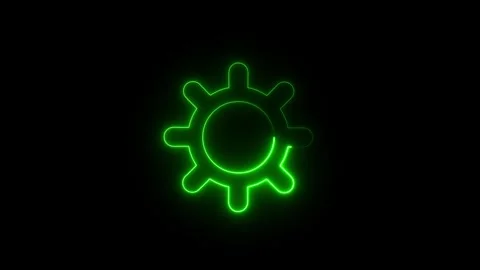 Neon gear icon and wheel icon animated video Stock Footage 295857232