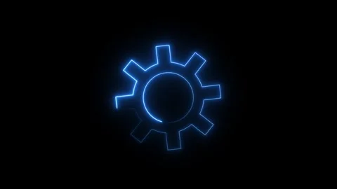 Neon gear icon and wheel icon animated video Stock Footage 295857341