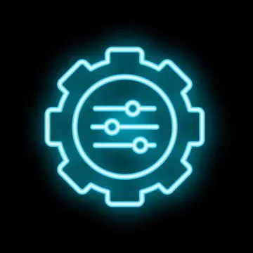 Neon gear icon representing software customization options イラスト素材