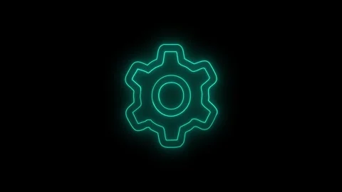 Neon gear settings icon animation loop Stock Footage 323345017
