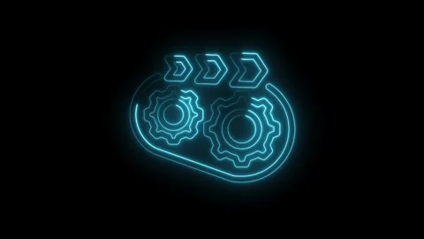 Neon gears with arrows show technology and workflow process seamless loop a.. Stock Footage 312305947