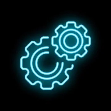 Neon gears interlocking representing teamwork and collaboration Stock Illustration