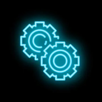 Neon gears turning creating a system working together イラスト素材