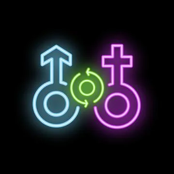 Neon gender symbol showing interchanging gender identity Stock Illustration