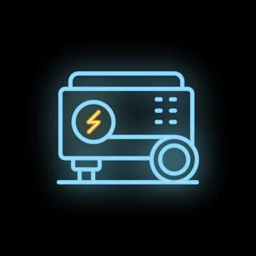 Neon generator icon glowing on dark background Stock Illustration