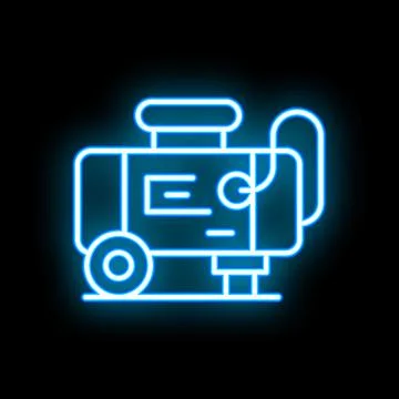Neon generator icon glowing on dark background Stock Illustration
