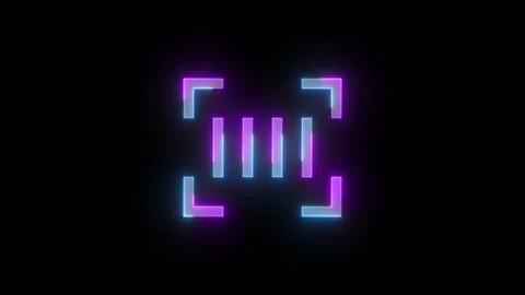 Neon generic scan icon cyan purple color glowing animation black background Stock Footage 270383693