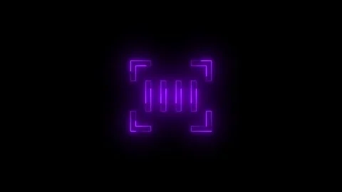 Neon generic scan icon glowing black background animation Stock-Footage 289470358