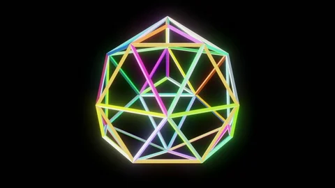 Neon Geodesic sphere VJ looping seamless animated background Stock Footage 123410239