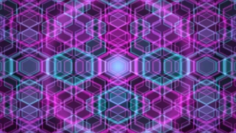 Neon Geometric Cube Grid Seamless Loop Stock Footage 340565940
