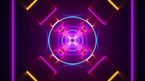 Neon Geometric Cyber VJ Loop Stock Footage 127223729