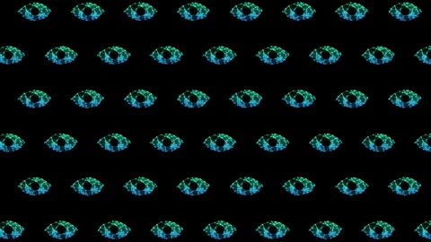 Neon Geometric Eye Pattern Animated Background, Seamless Loop Stock Footage 329508660