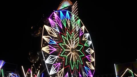 Neon geometric Ferris wheel Vídeo Stock 329379384