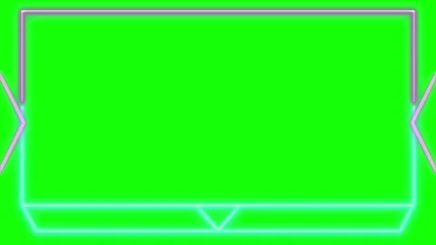 Neon geometric frames arranged in horizontal sequence over bright green chroma Stock Footage 343805080