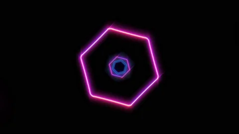 Neon Geometric Hexagon Stock Footage 147723803