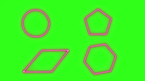 Neon geometric line shapes effects on green screen animation Vidéo 333143047