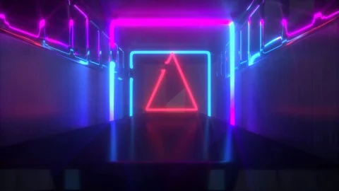 Neon geometric lines background 3d render Stock Footage 120184939