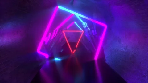 Neon geometric lines background 3d render Stock Footage 120185029