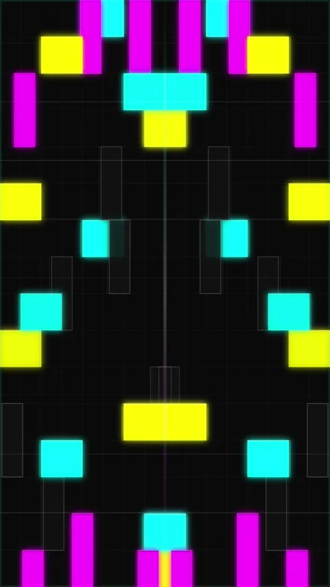 Neon Geometric Pattern Background - Abstract Synthwave Digital Retro Tech A.. Stock Footage 345494992