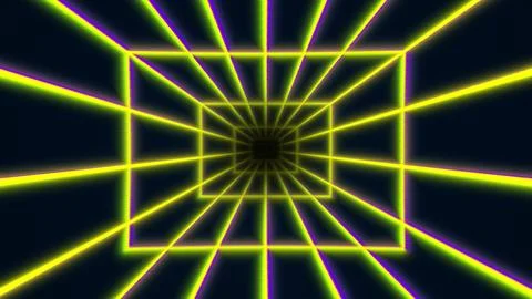 Neon geometric pattern with depth and perspective. Stock Illustration